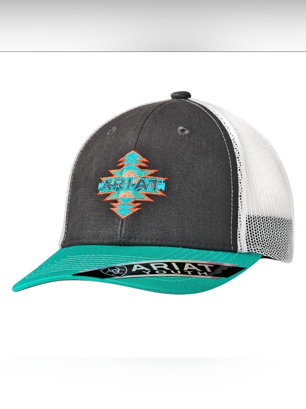 1519006 Ariat Youth Aztec Logo Ball Cap - Grey NEW